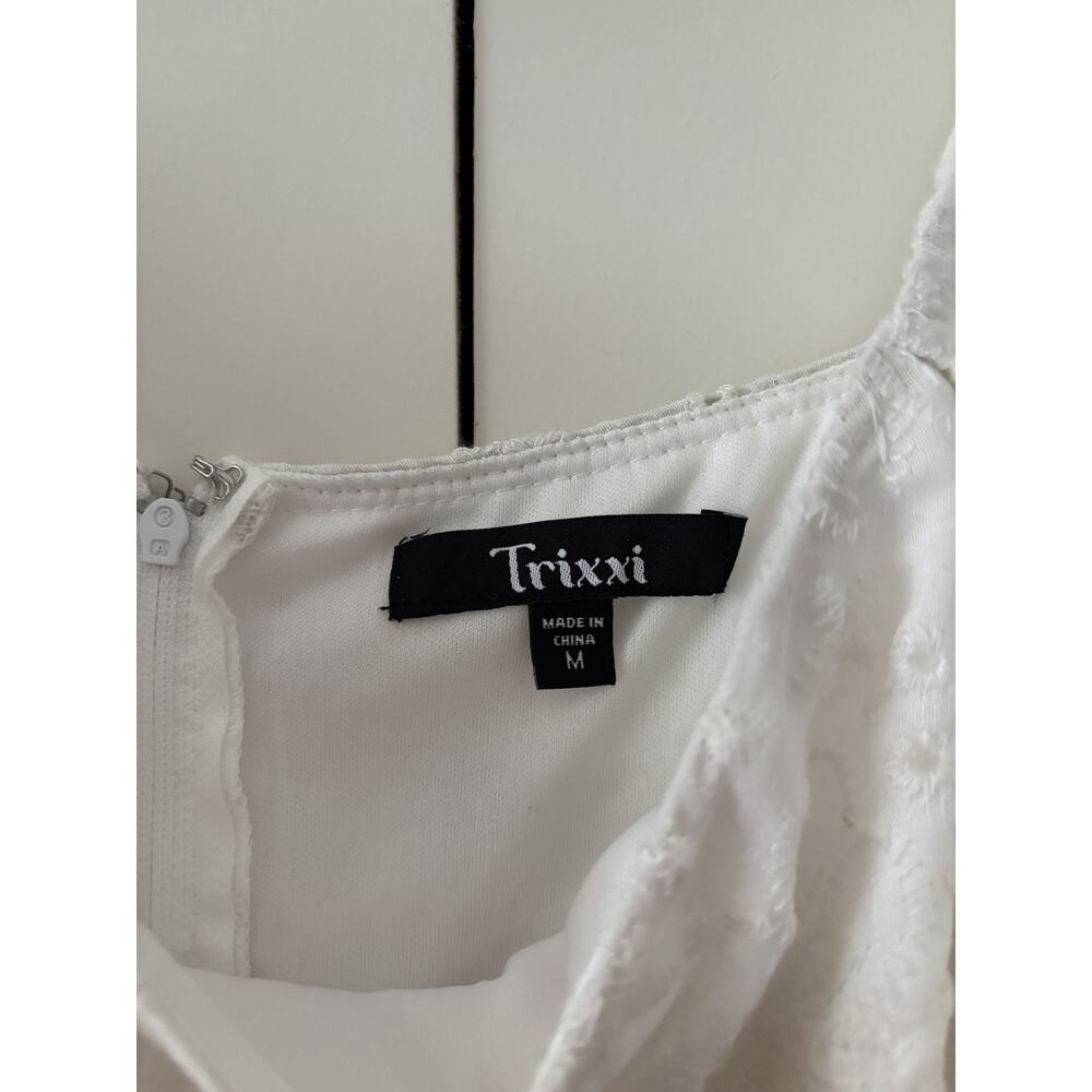 Trixxi White Puff Sleeve Eyelet Dress M - Picture 4 of 9